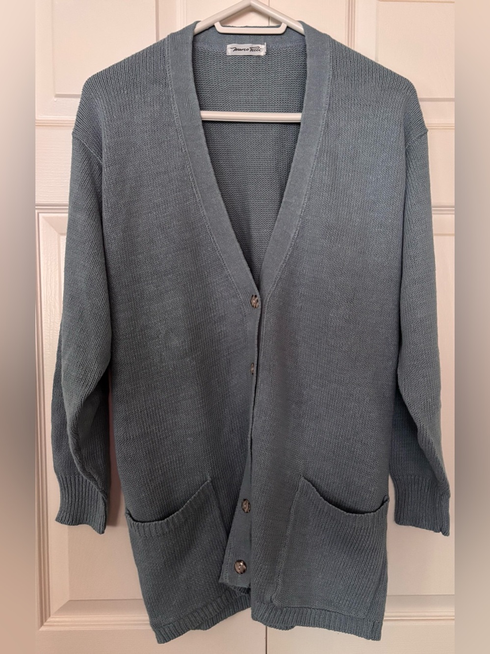 Vintage Marco Tecci Blue V-Neck Button Cardigan with Pockets Size S
